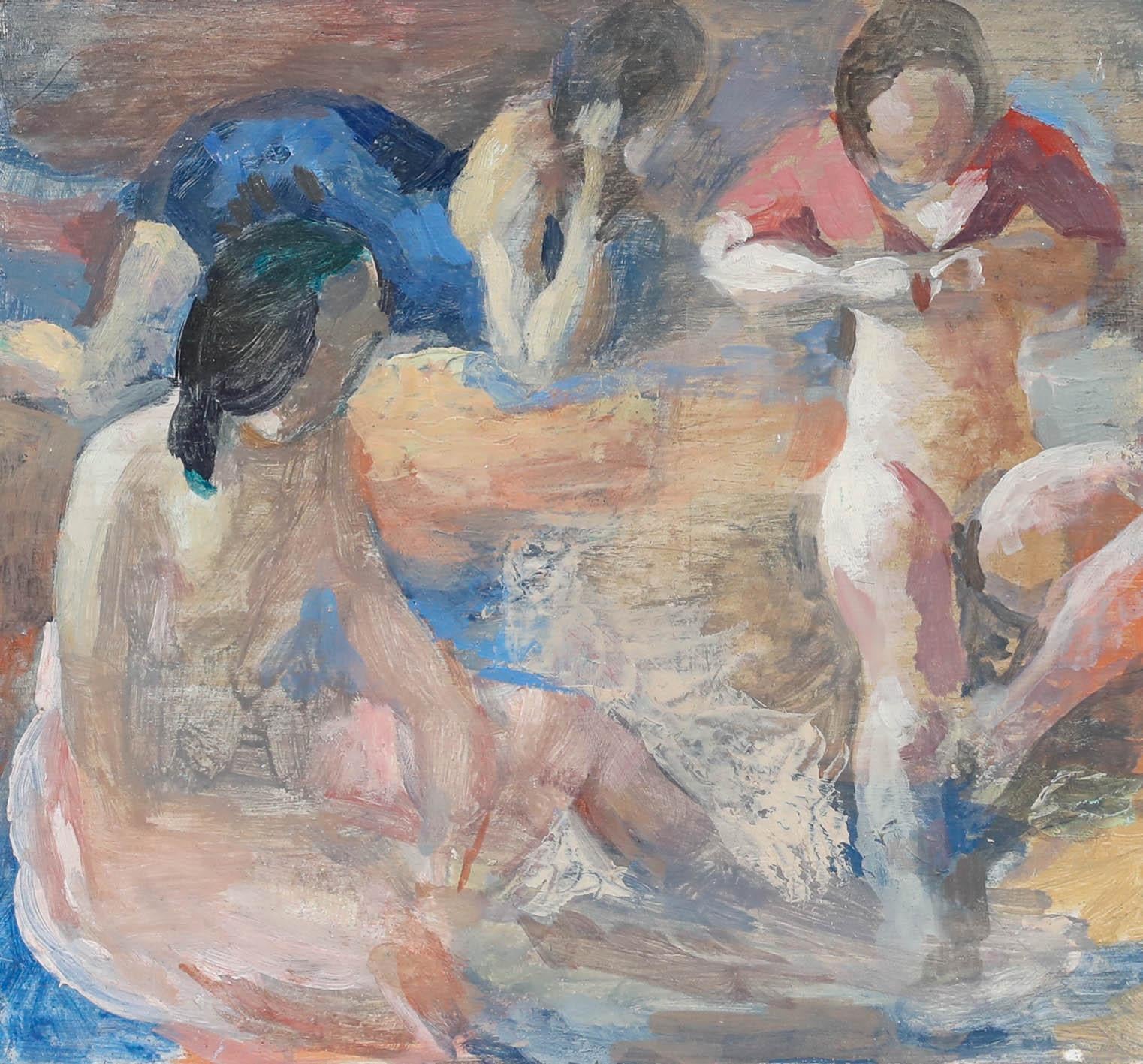 Bernadette Kelly (geb. 1933) - 20. Jahrhundert Öl, Changing Room I im Angebot 1