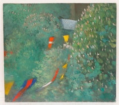 Bernadette Kelly (nata nel 1933) - Olio del XX secolo, Veduta di un giardino