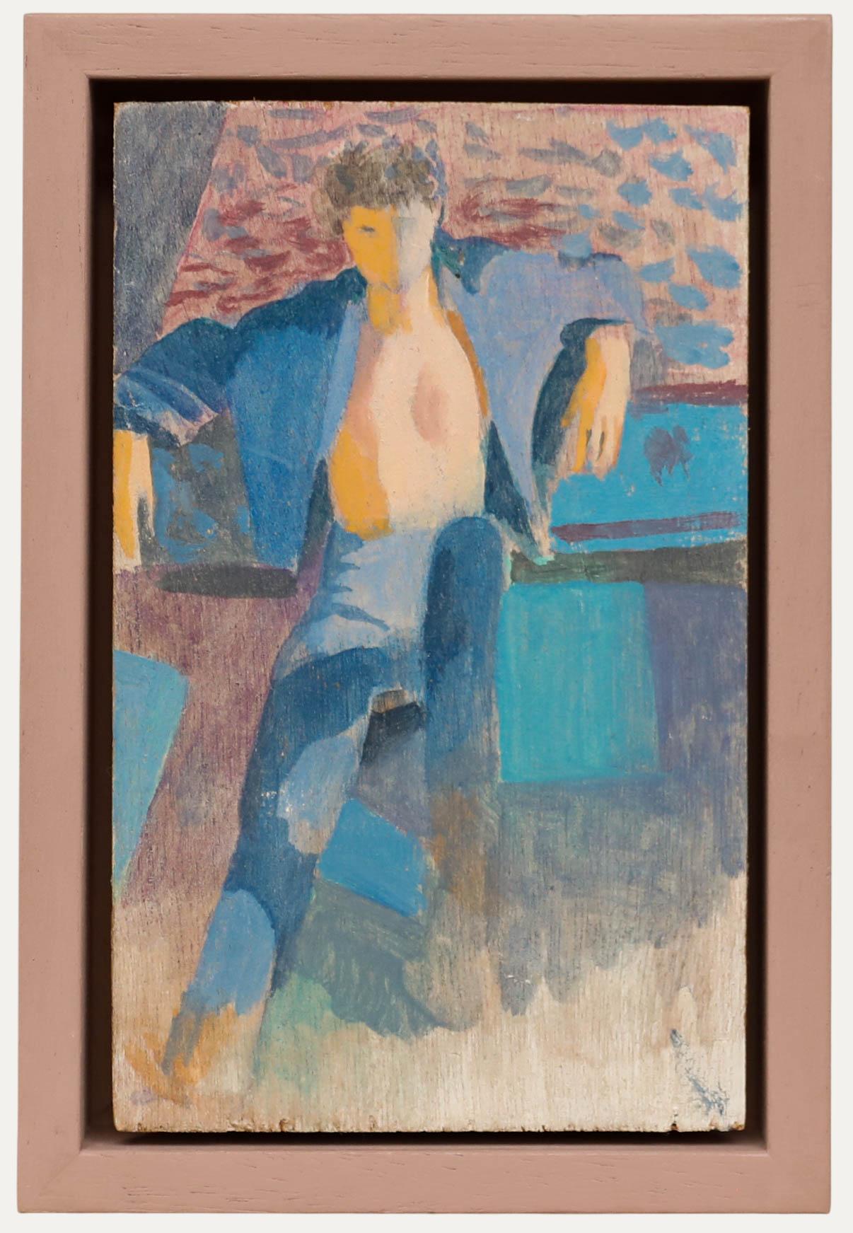 Bernadette Kelly (geb. 1933) - 20. Jahrhundert Öl, Gentleman in Blau