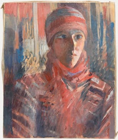 Bernadette Kelly (geb. 1933) - 20. Jahrhundert Öl, Jeune Femme au Bonnet Bariolé