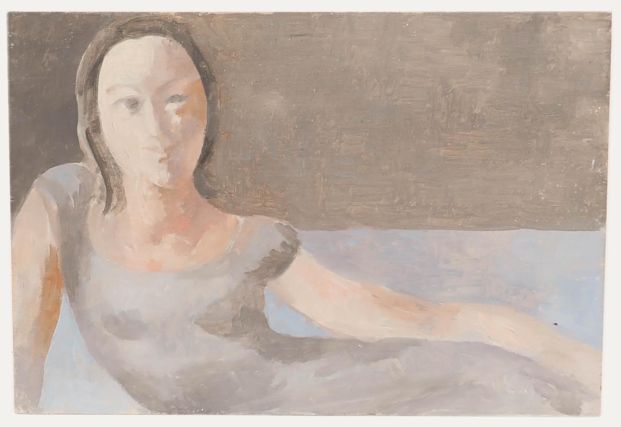 Bernadette Kelly (nata nel 1933) - Olio del XX secolo, Signora in abito estivo in vendita 1
