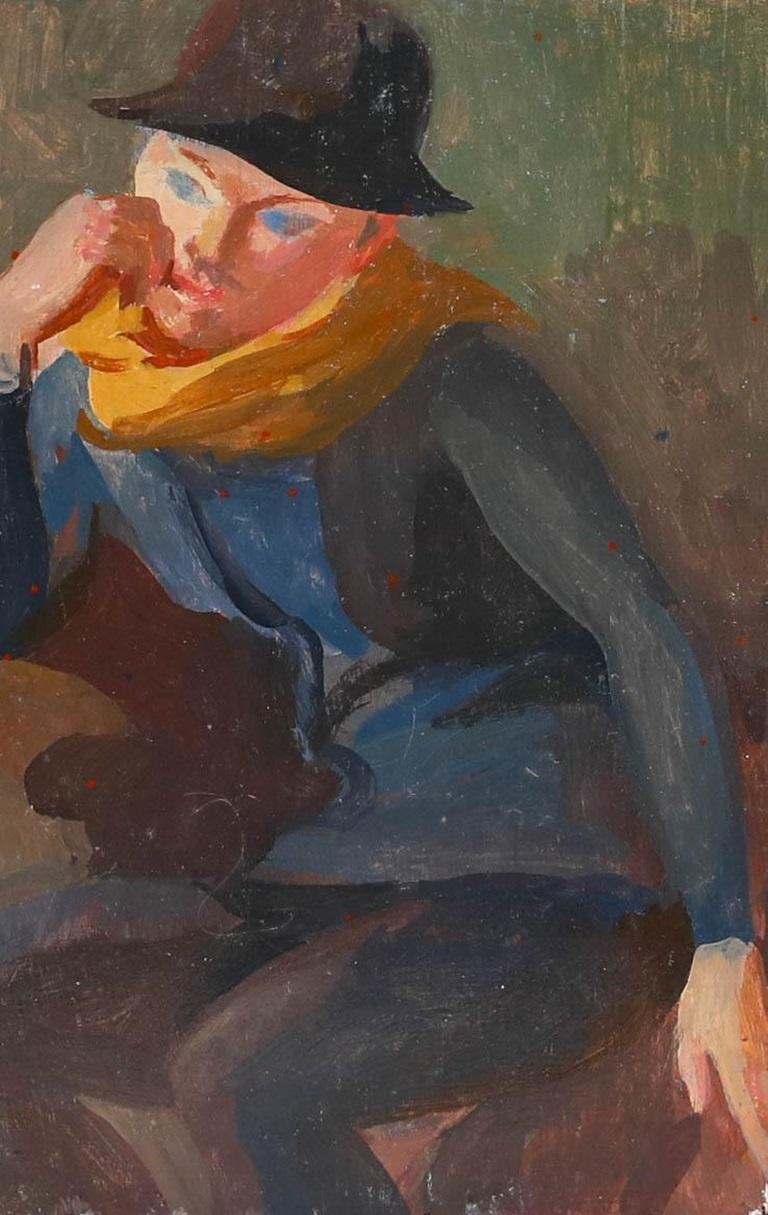 Bernadette Kelly (geb. 1933) - 20. Jahrhundert Öl, Looking Dandy im Angebot 1