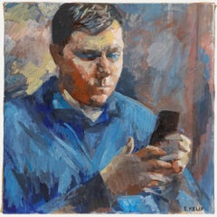 Bernadette Kelly (geb. 1933) - 20. Jahrhundert Öl, Mann in einem blauen Pullover
