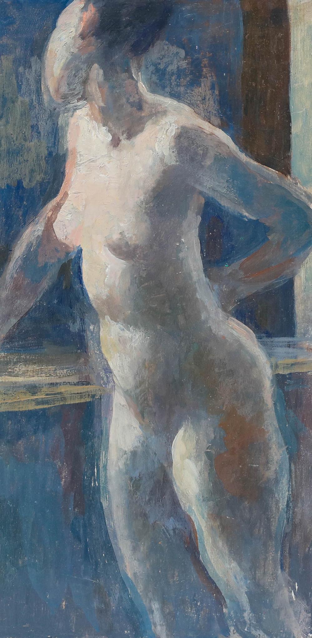 Bernadette Kelly (née en 1933) - 20e siècle Huile, Nu près de la fenêtre en vente 1