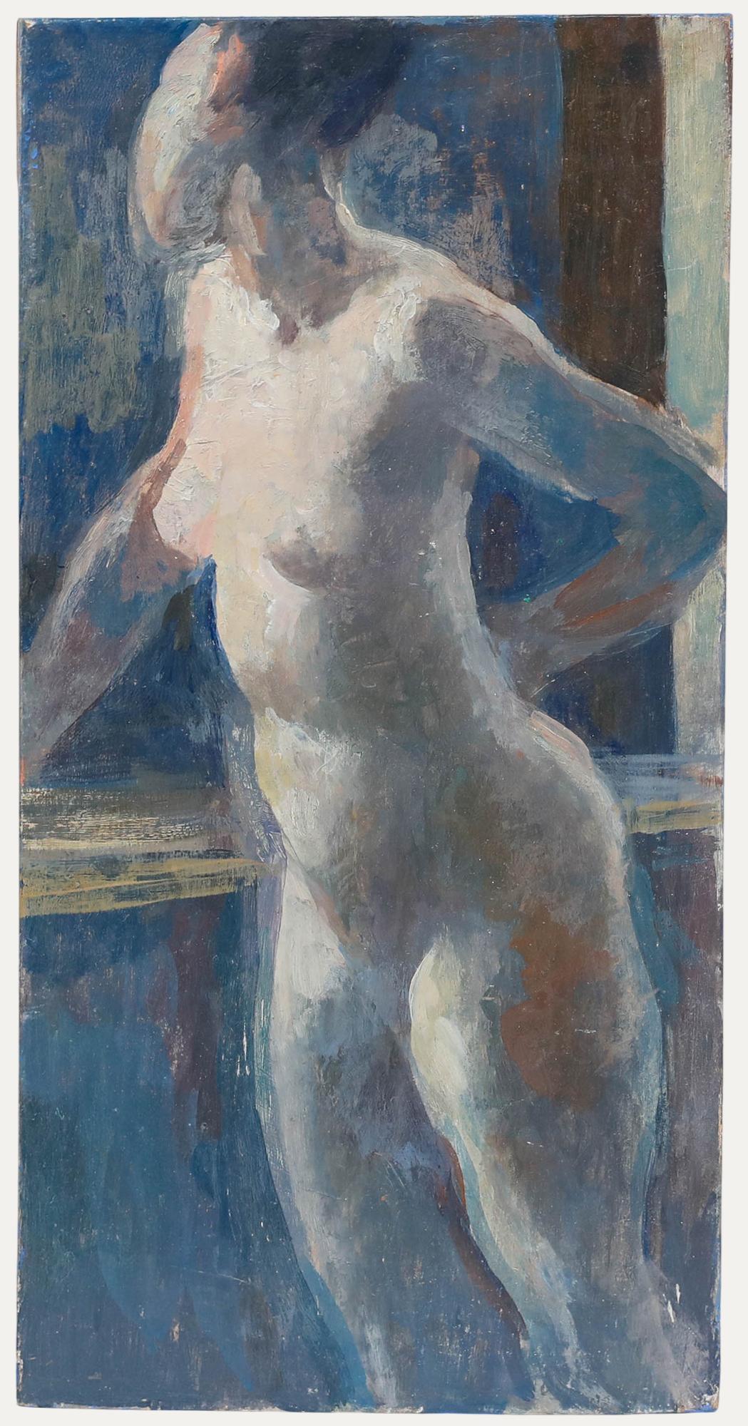 Bernadette Kelly (née en 1933) - 20e siècle Huile, Nu près de la fenêtre