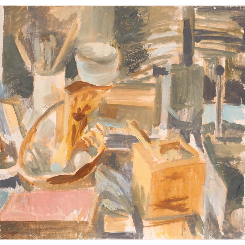 Bernadette Kelly (geb. 1933) - 20th Century Studios Öl, Objects In the Studio im Angebot 1