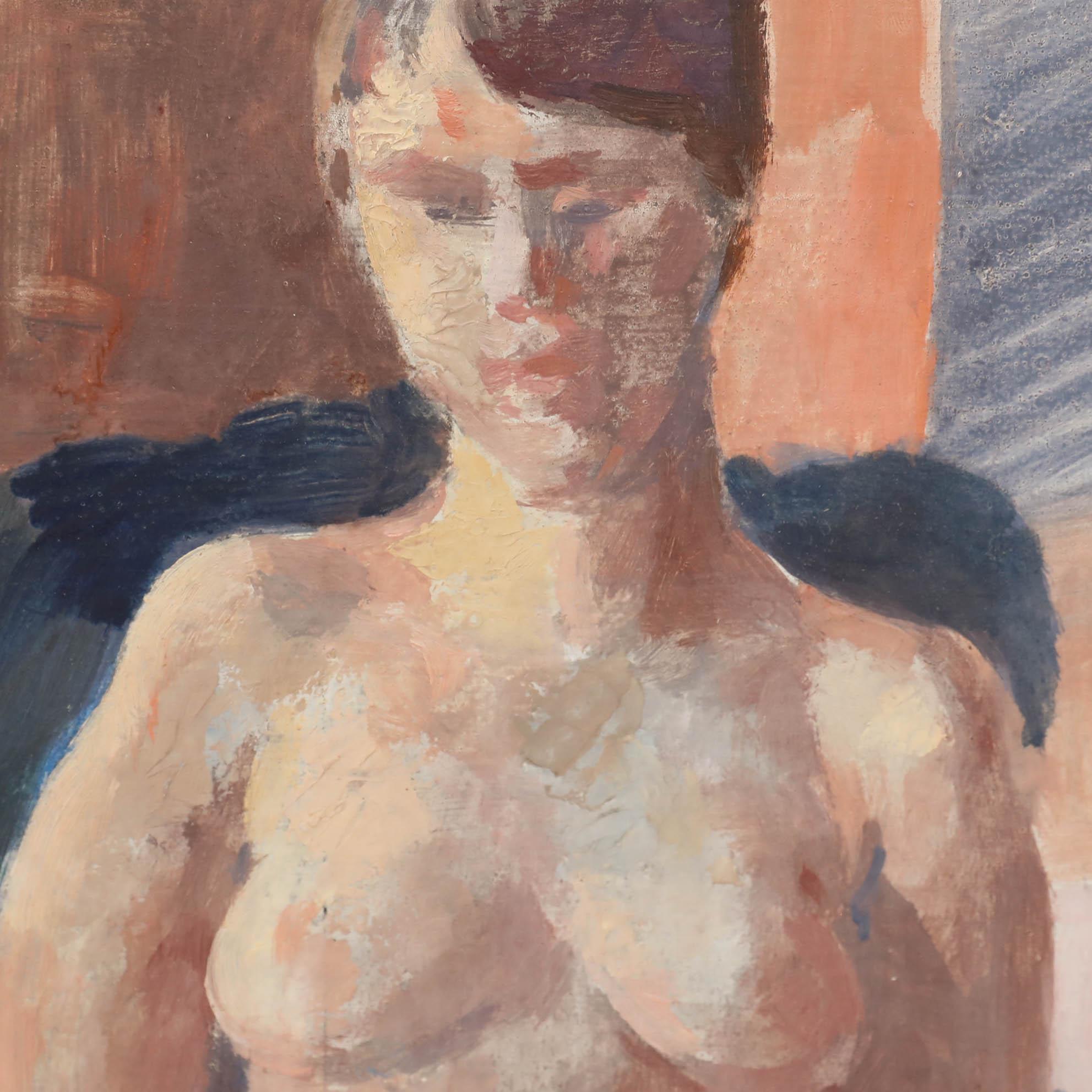 Bernadette Kelly (geb. 1933) - 20. Jahrhundert Öl, sitzender Akt, sitzender Akt im Angebot 2