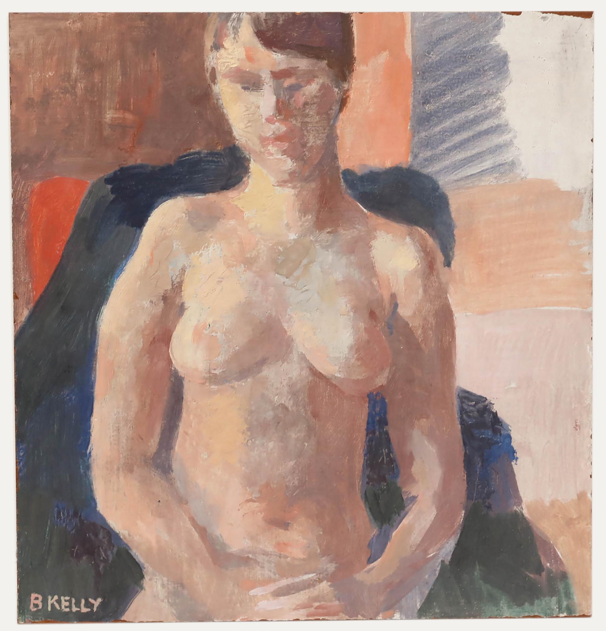 Bernadette Kelly (geb. 1933) - 20. Jahrhundert Öl, sitzender Akt, sitzender Akt