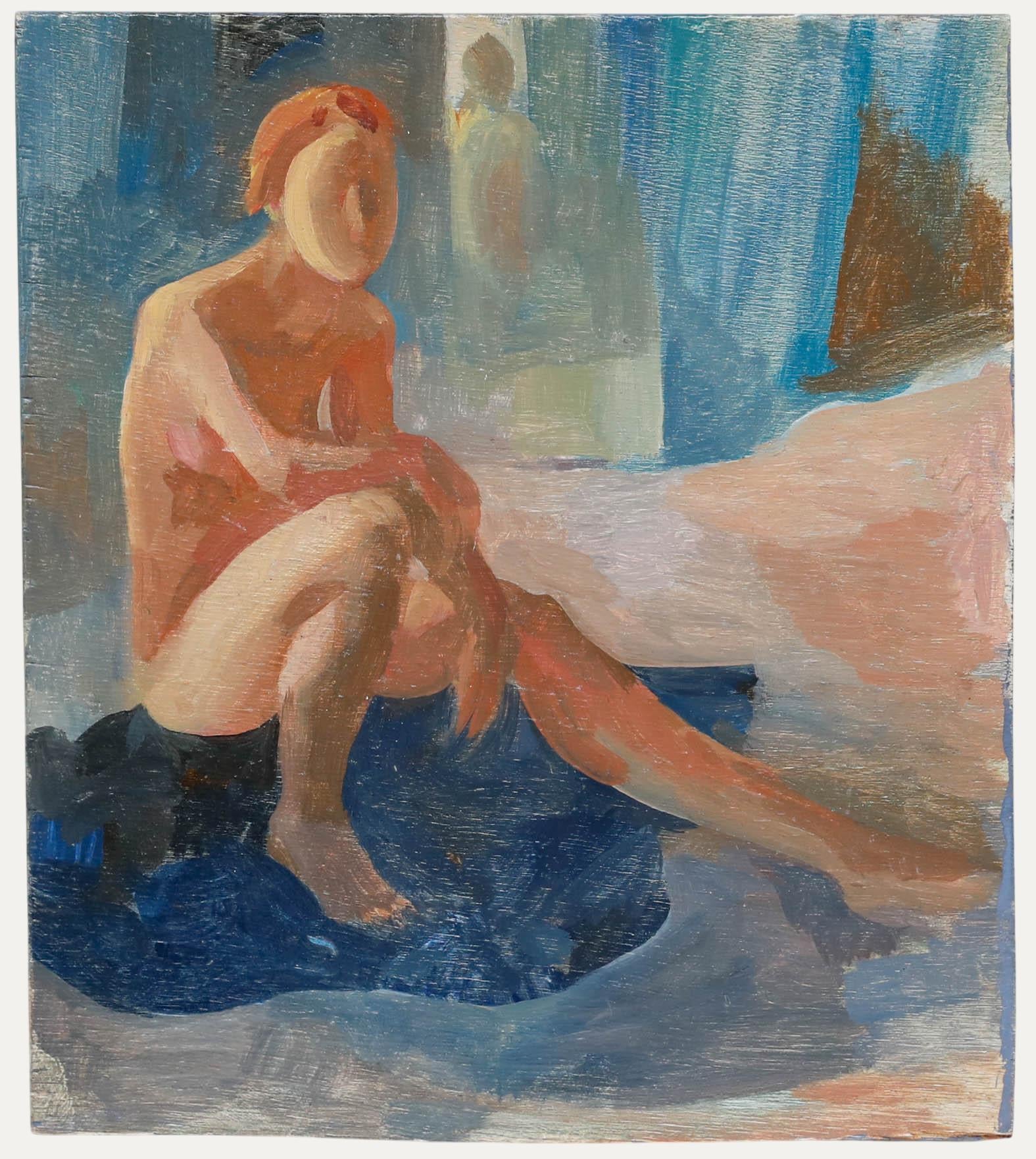 Bernadette Kelly (geb. 1933) - 20. Jahrhundert Ölgemälde, Nackt sitzender Akt