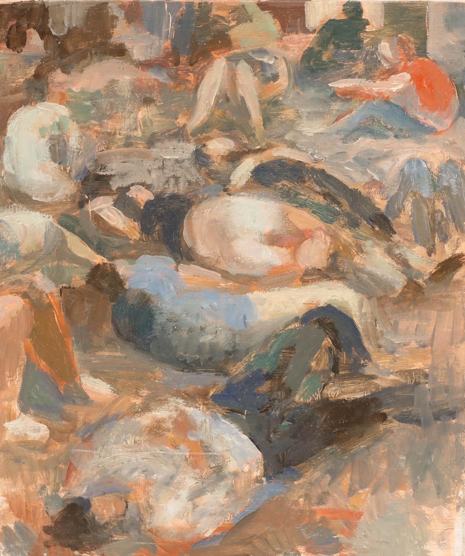 Bernadette Kelly (geb. 1933) - 20. Jahrhundert Öl, Sonnenbathers im Angebot 2