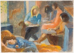 Bernadette Kelly (n.1933) - Óleo del siglo XX, La clase de dibujo al natural