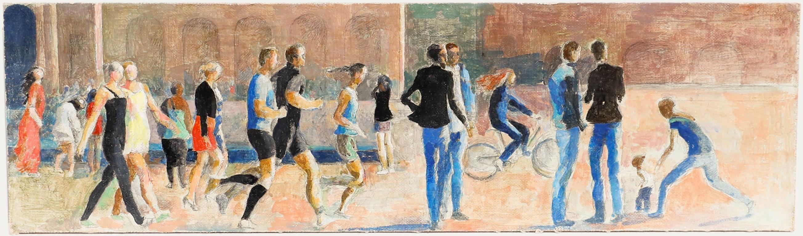 Bernadette Kelly (geb. 1933) - 20. Jahrhundert Ölgemälde, The Morning Rush