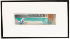 Bernadette Kelly (nata nel 1933) - Olio del 20° secolo incorniciato, "Poolside Lounging".