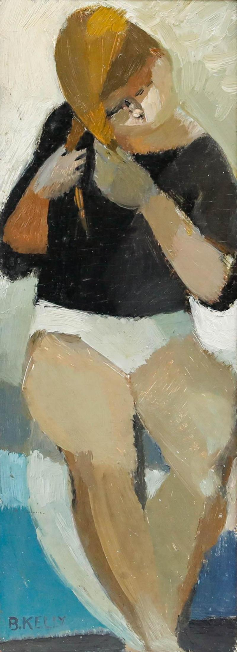 Bernadette Kelly (nata nel 1933) - Olio del XX secolo incorniciato, Pull Noir in vendita 1