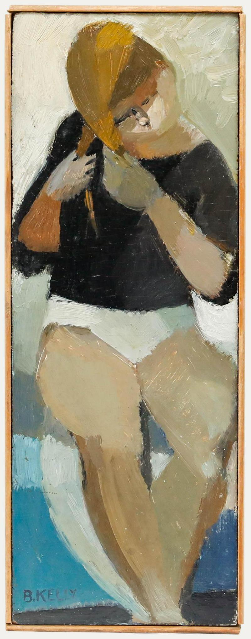 Olio su pannello. Firmato "B. A. B.". Kelly" in basso a destra. Presentato in una cornice a strisce.