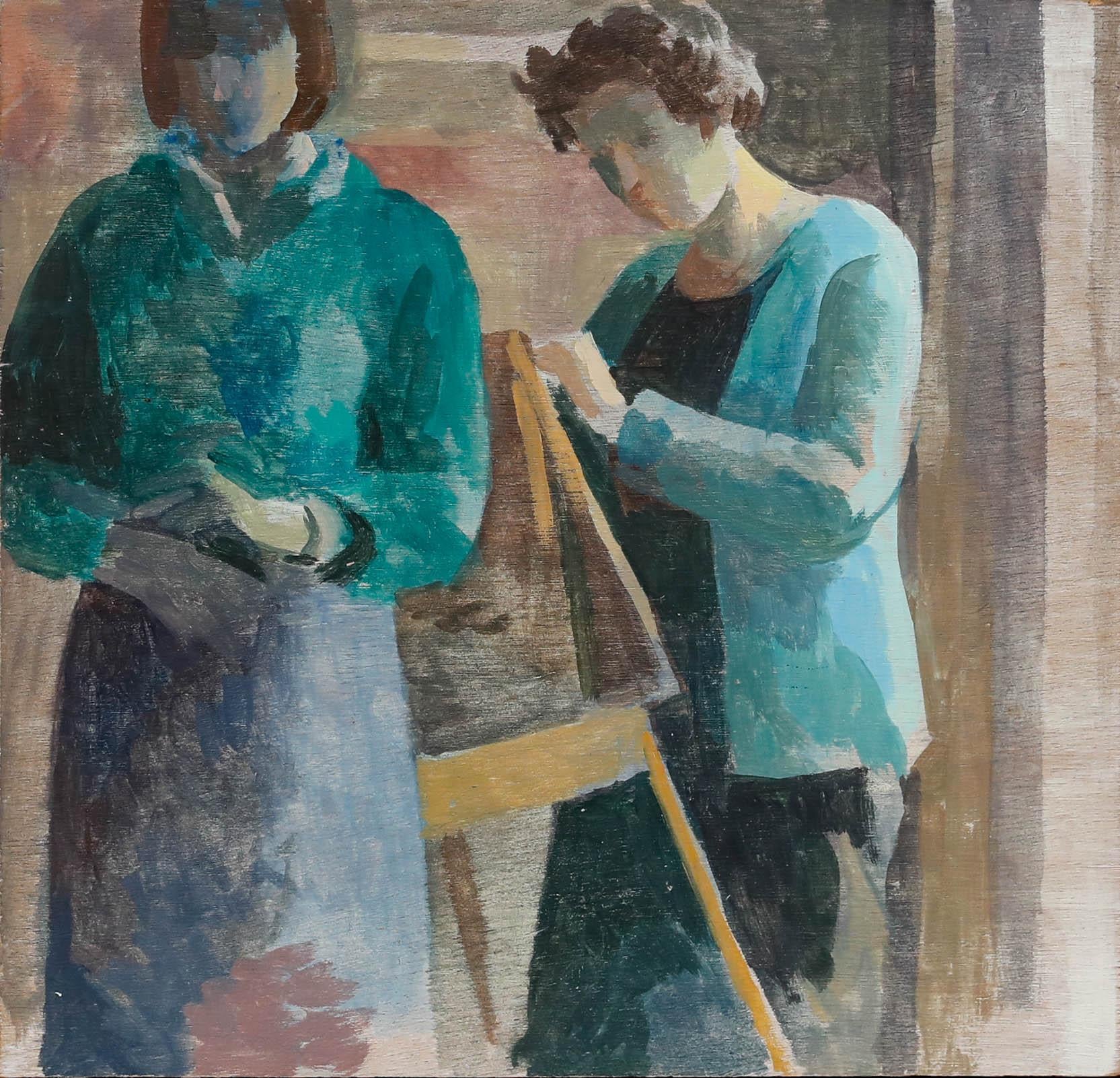 Bernadette Kelly (geb. 1933) - Mitte 20. Jahrhundert Öl, Künstler an der Staffelei im Angebot 1