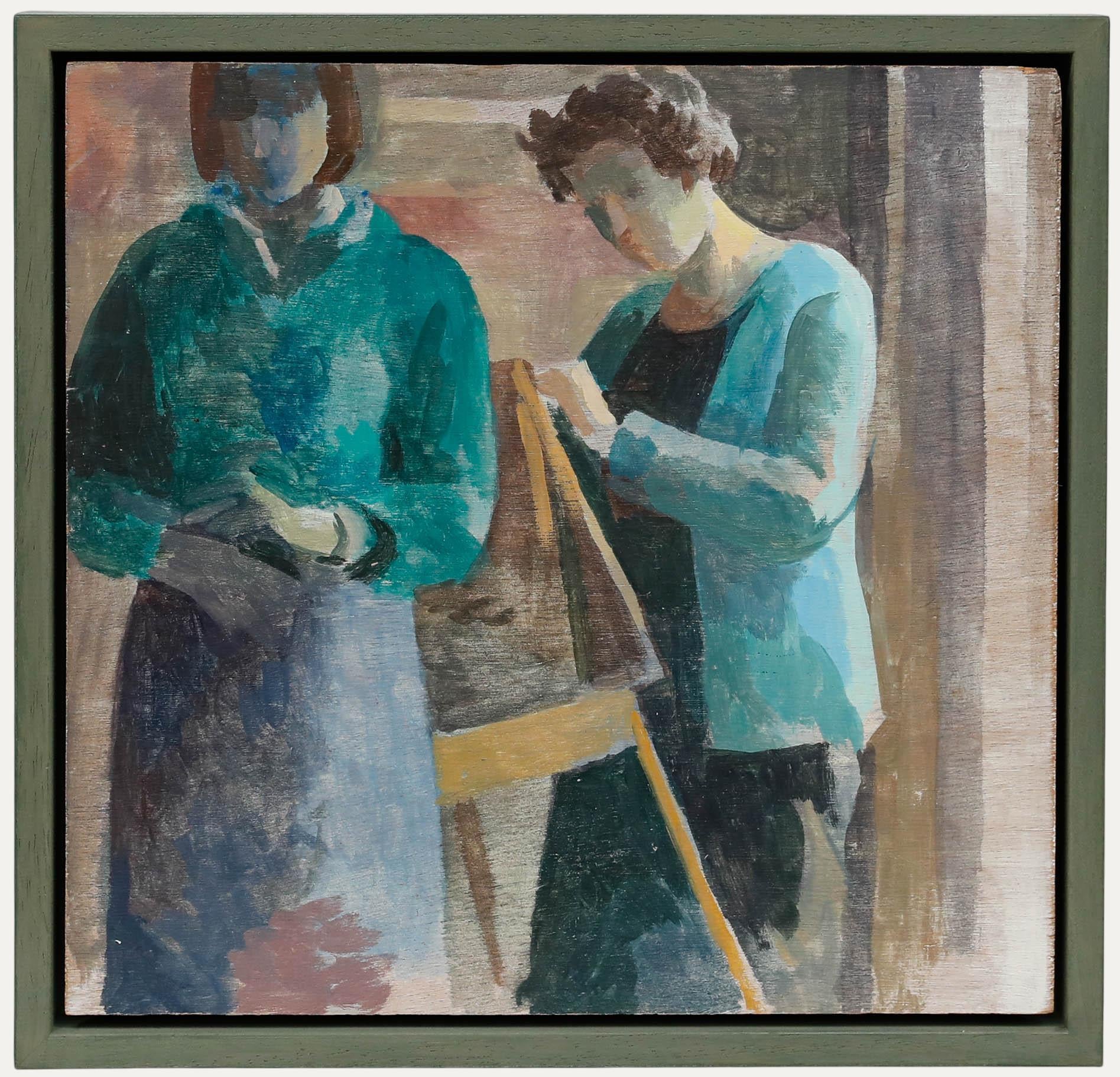 Bernadette Kelly (geb. 1933) - Mitte 20. Jahrhundert Öl, Künstler an der Staffelei