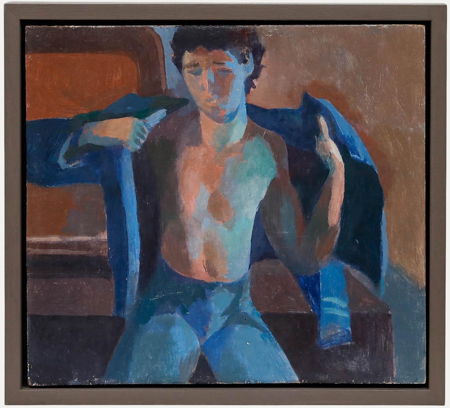 Bernadette Kelly (geb. 1933) - Mitte 20. Jahrhundert Öl, Mann zieht sich an