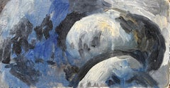 Quadro a olio astratto impressionista francese raffigurante un bambino che dorme
