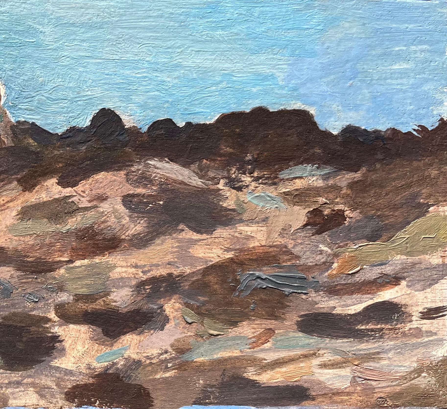 Título: Pintura al óleo impresionista francesa de un paisaje costero con figuras
de Bernadette Kelly (francesa, 1933)
Sin signo
Técnica: Óleo sobre tabla, sin enmarcar
Tamaño del cuadro: 4,25 pulgadas (alto) x 9,75 pulgadas (ancho)
Estado: en
