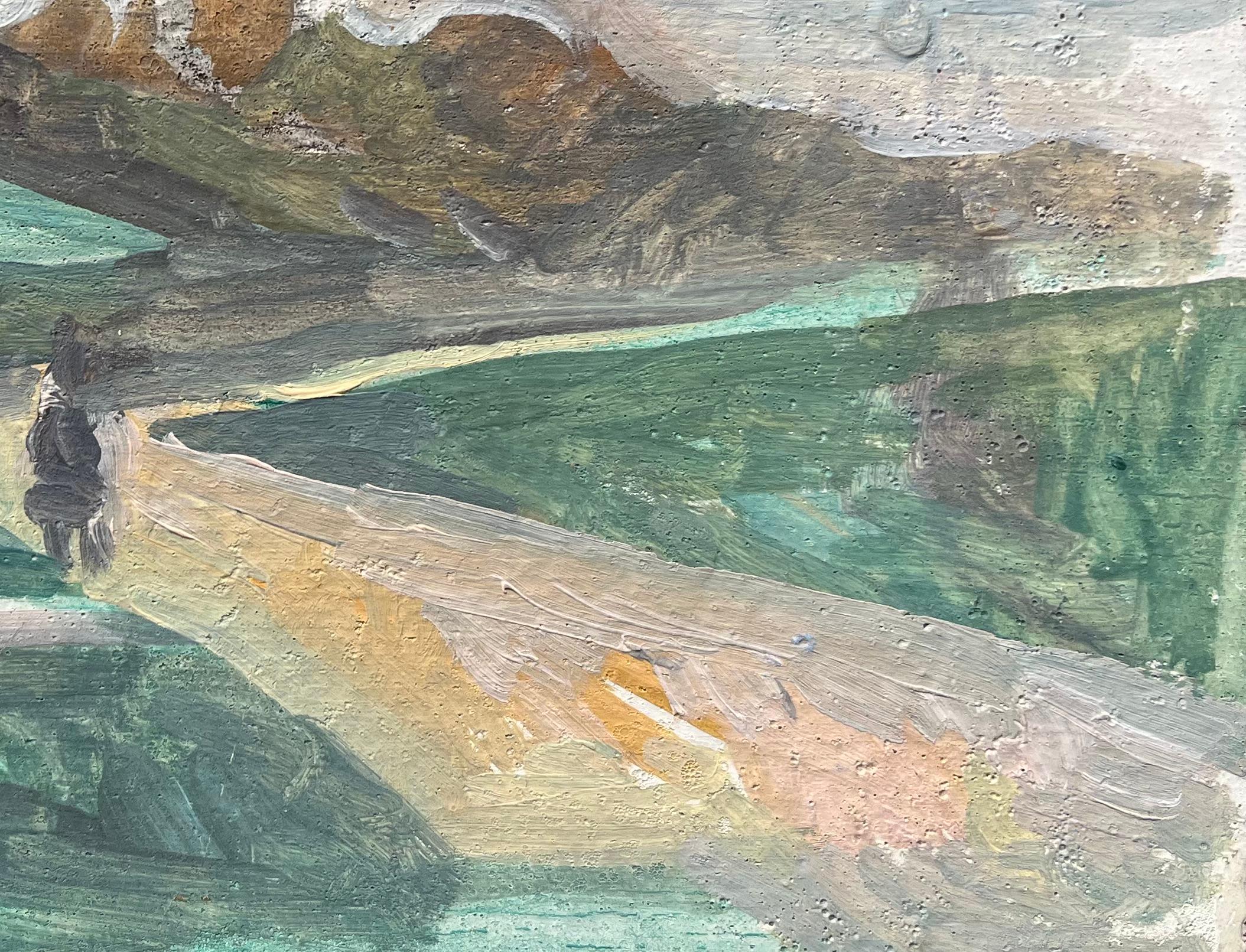Titolo: Dipinto a olio impressionista francese raffigurante una figura solitaria in un paesaggio di Rolle
di Bernadette Kelly (francese, nata nel 1933)
Senza segno
Medium: pittura a olio su tavola, senza cornice
Dimensioni del dipinto: 4,75 pollici
