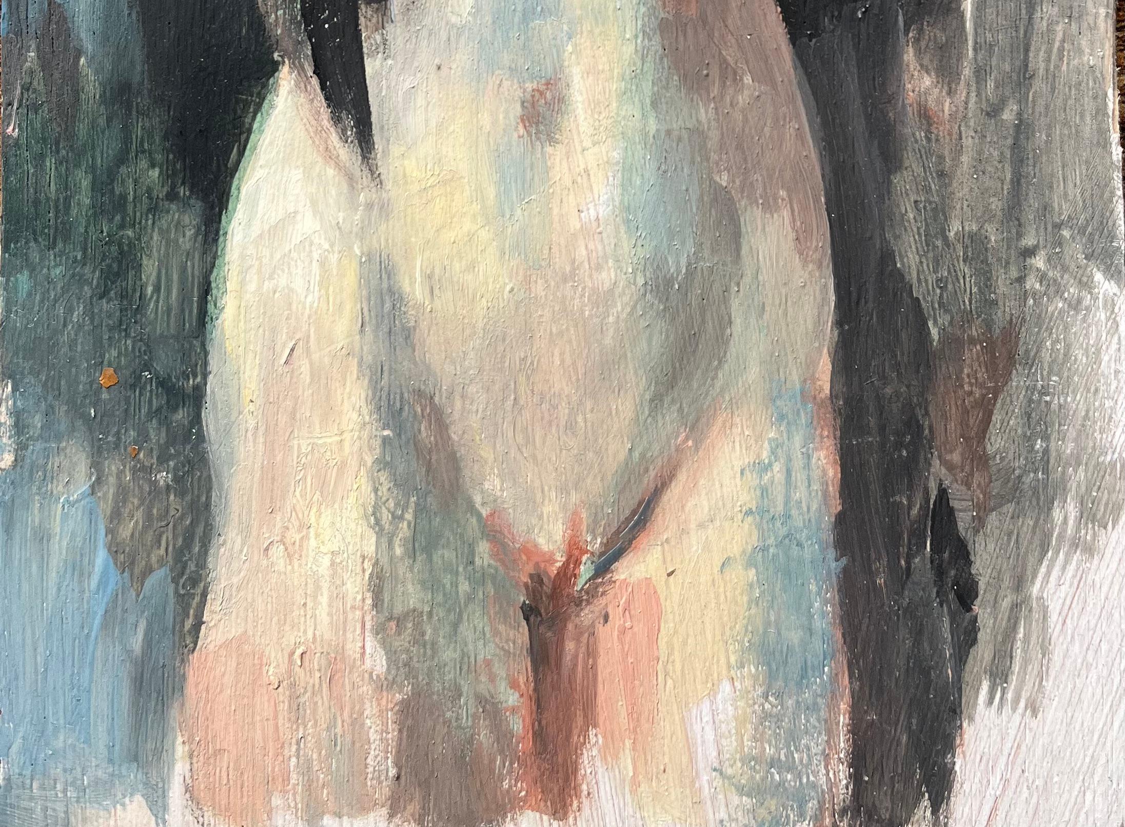 French Impressionist Oil Painting of a Nude Woman with Flowing Hair For Sale 2
