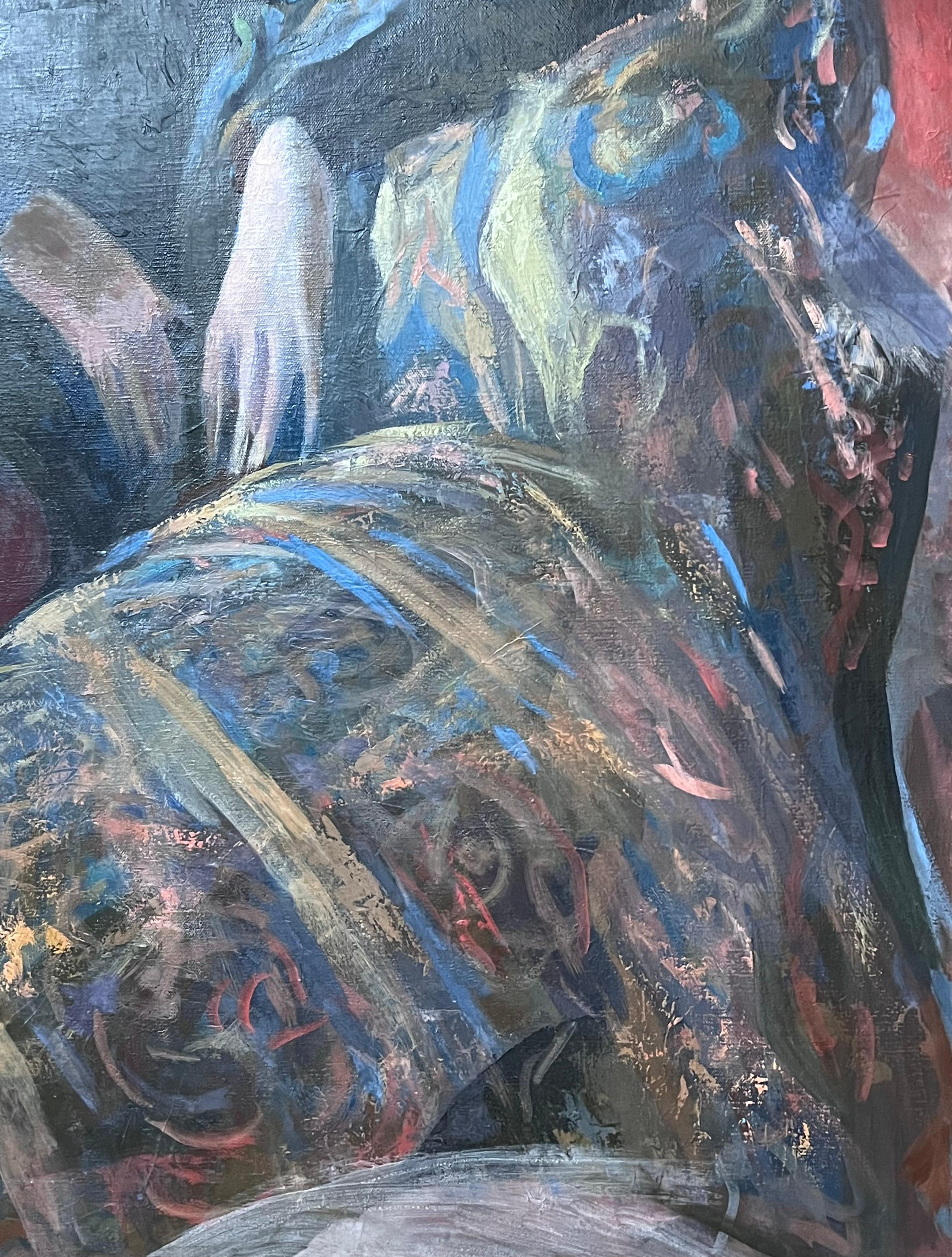 Französisch Impressionist Ölgemälde einer Posed Dame saß in großen Sessel im Angebot 3