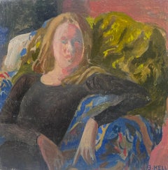 French Impressionist Oil Painting of a Seated Woman in a Vibrant Interior