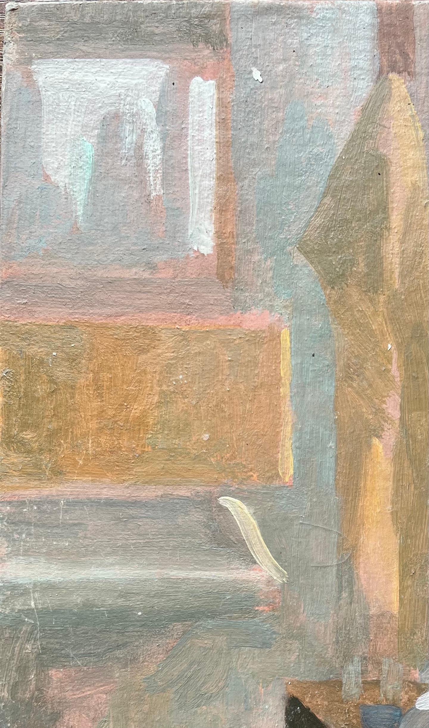 Pintura al óleo impresionista francesa de una escena interior con tela drapeada en venta 1