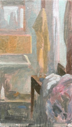 French Impressionist Oil Painting of an Interior Scene with Draped Fabric