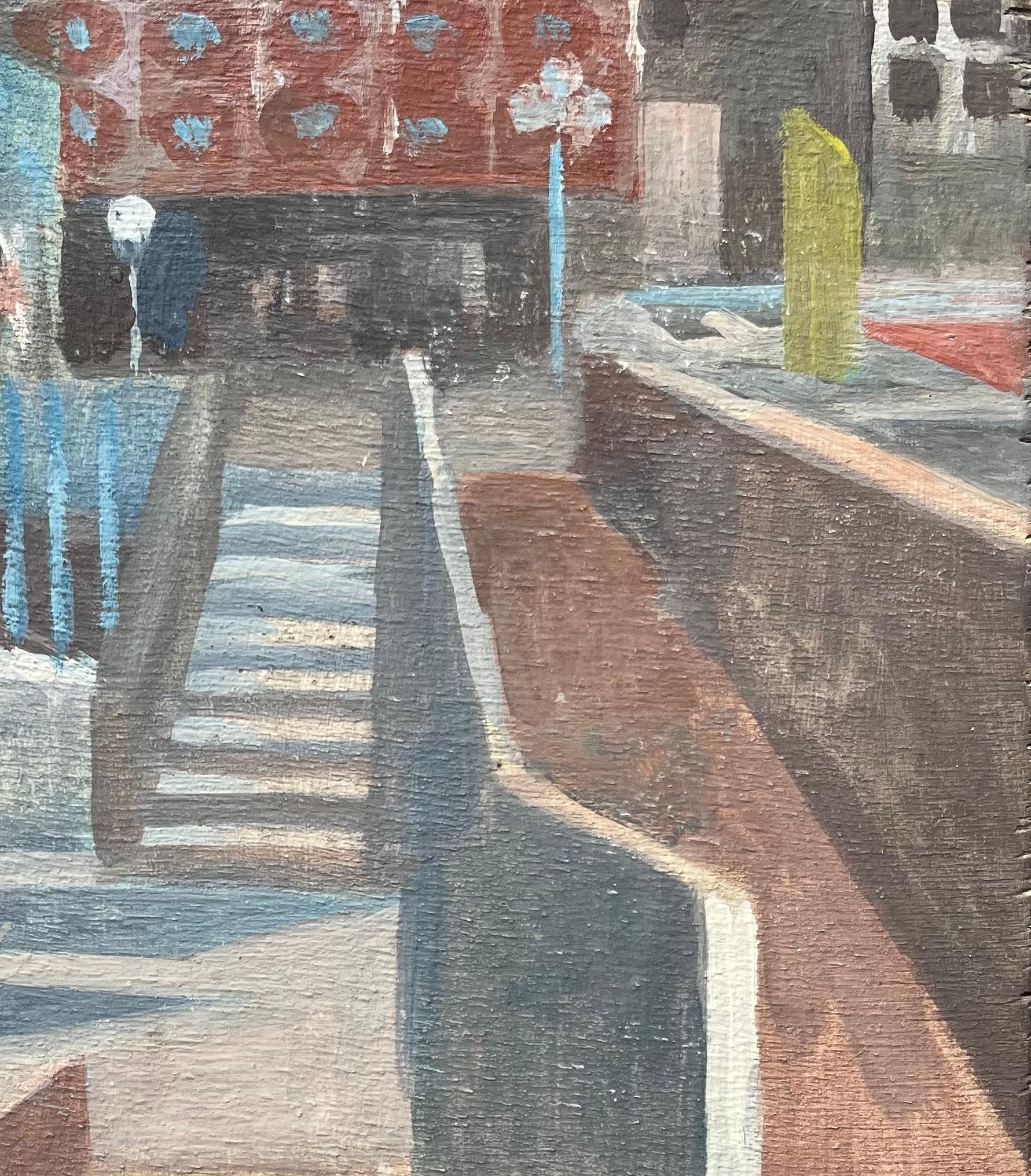 Óleo Modernista Francés de Escalera Urbana y Escena Arquitectónica - Interior Painting Gris de Bernadette Kelly
