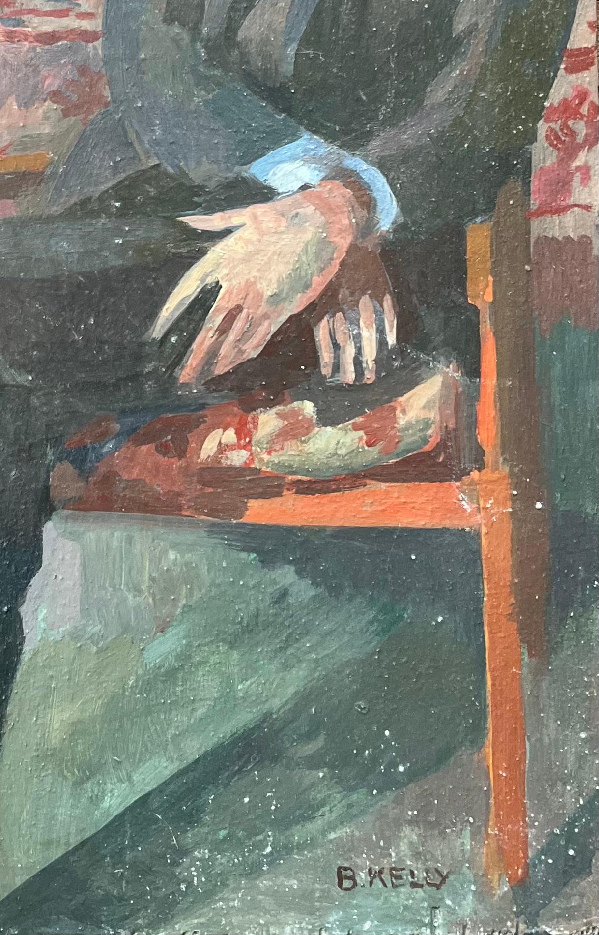 Título: Óleo francés moderno Retrato de hombre en una escena interior de biblioteca
de Bernadette Kelly (francesa, 1933)
Firmado
Técnica: Óleo sobre tabla, sin enmarcar
Tamaño del cuadro: 15 pulgadas (alto) x 9,75 pulgadas (ancho)
Estado: en general
