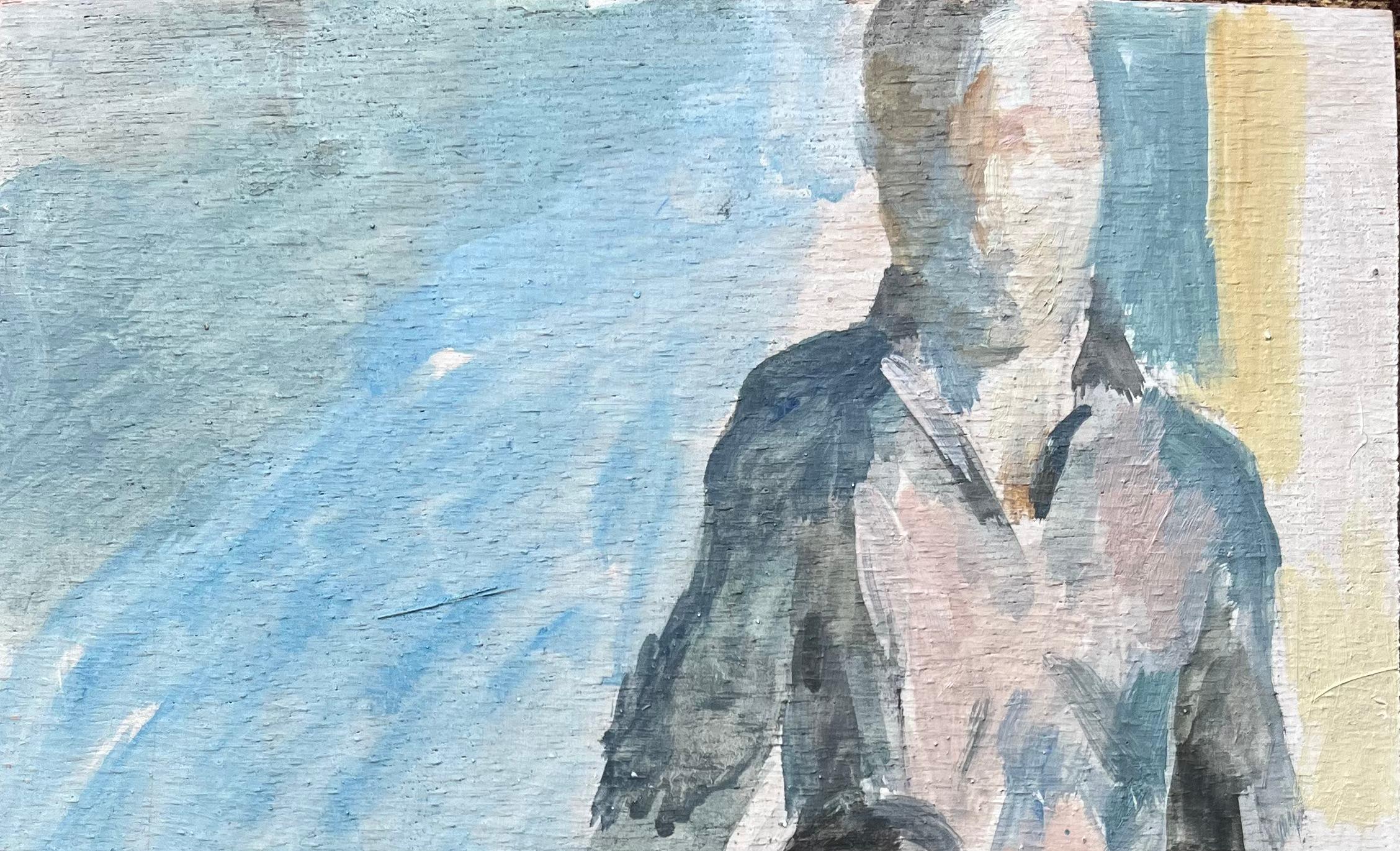 Peinture à l'huile moderne française Deux figures Elegance dans une scène d'intérieur - Moderne Painting par Bernadette Kelly