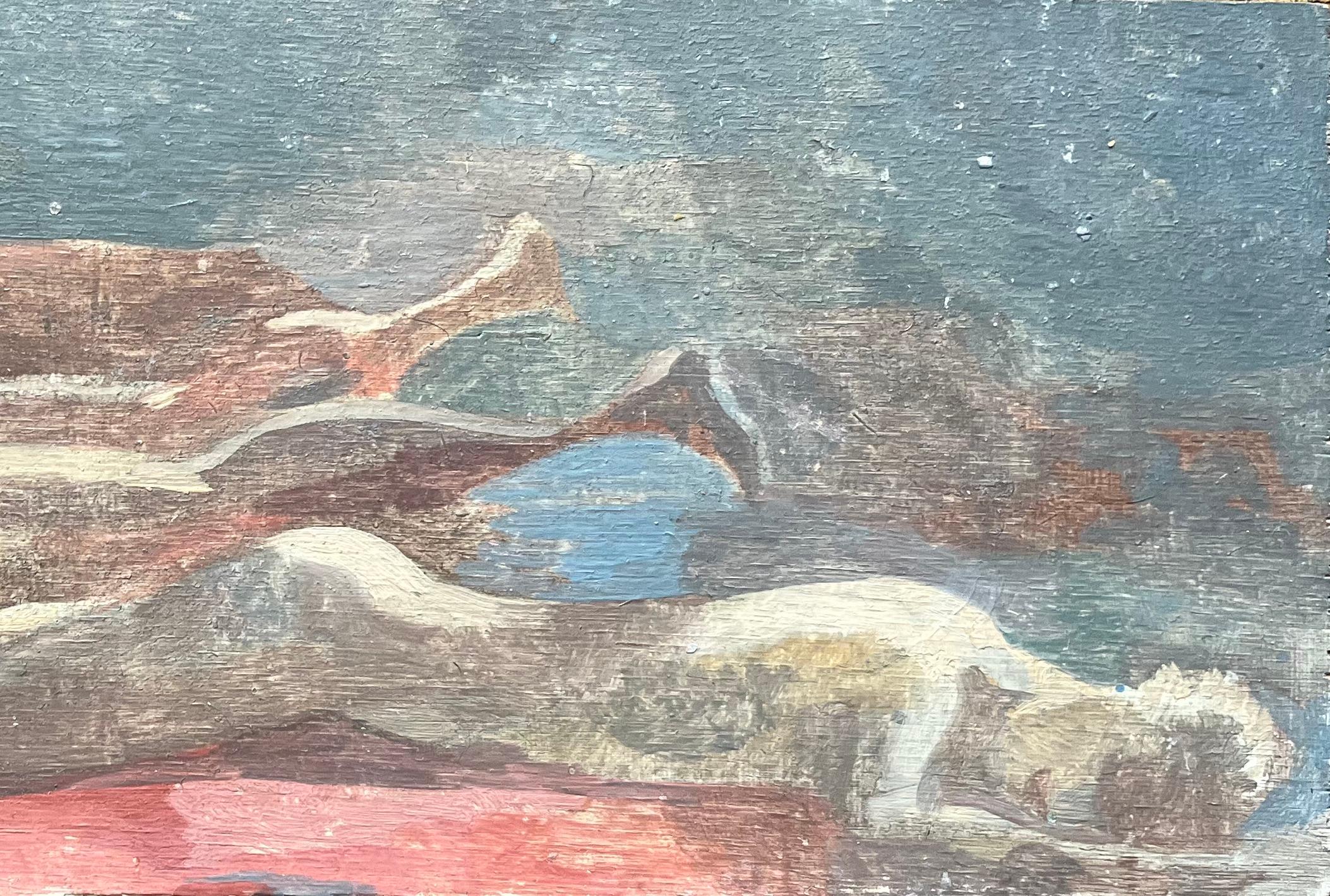 Titolo: Pittura a olio francese moderna Due nudi sdraiati in una scena astratta rossa e blu
di Bernadette Kelly (francese, nata nel 1933)
Senza segno
Medium: pittura a olio su tavola, senza cornice
Dimensioni del dipinto: 4,75 pollici (altezza) x 13