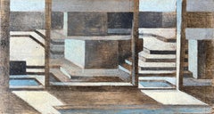 Pittura a olio moderna Interni architettonici geometrici con luci e ombre