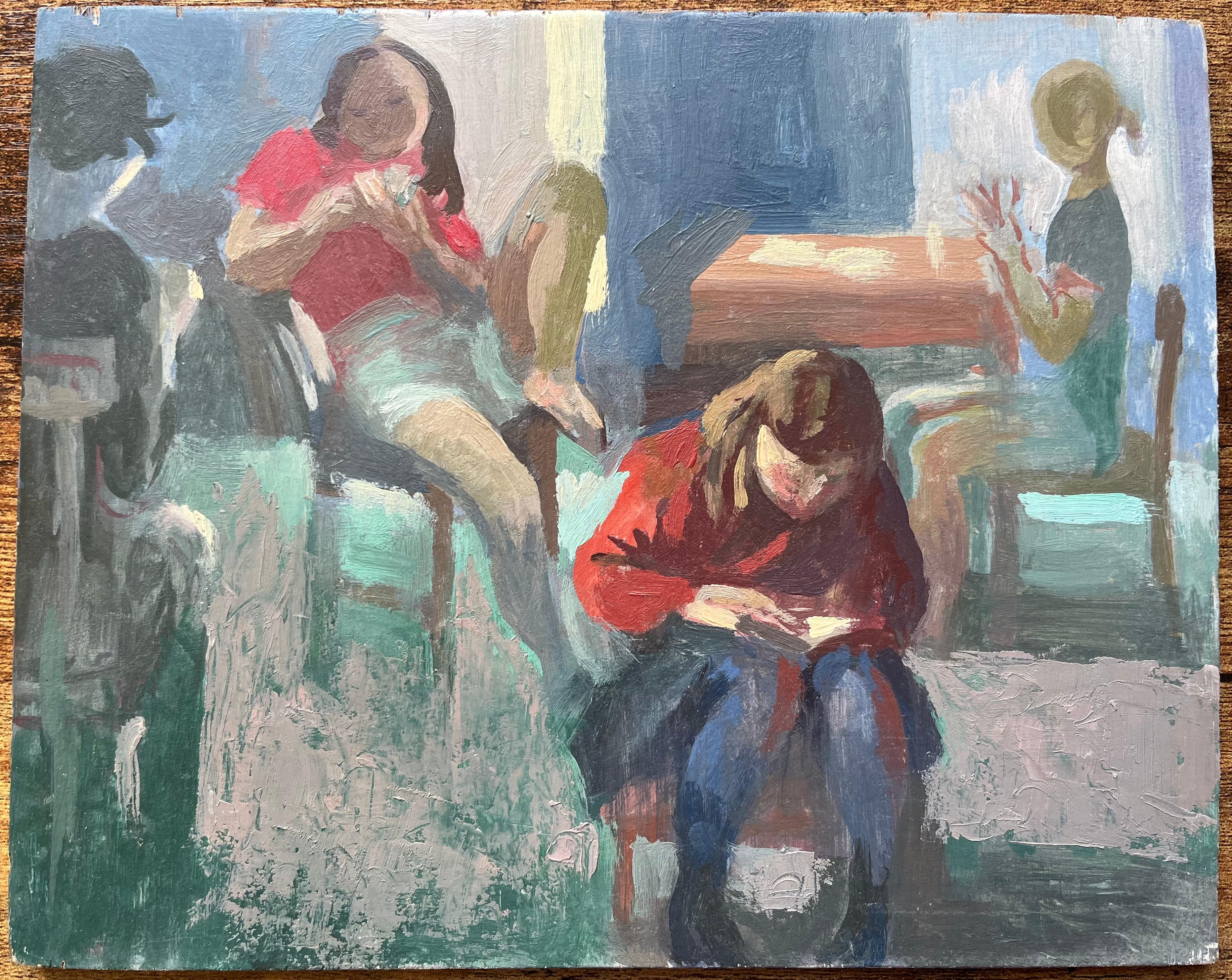 Óleo francés modernista Grupo de mujeres en un interior - Painting de Bernadette Kelly
