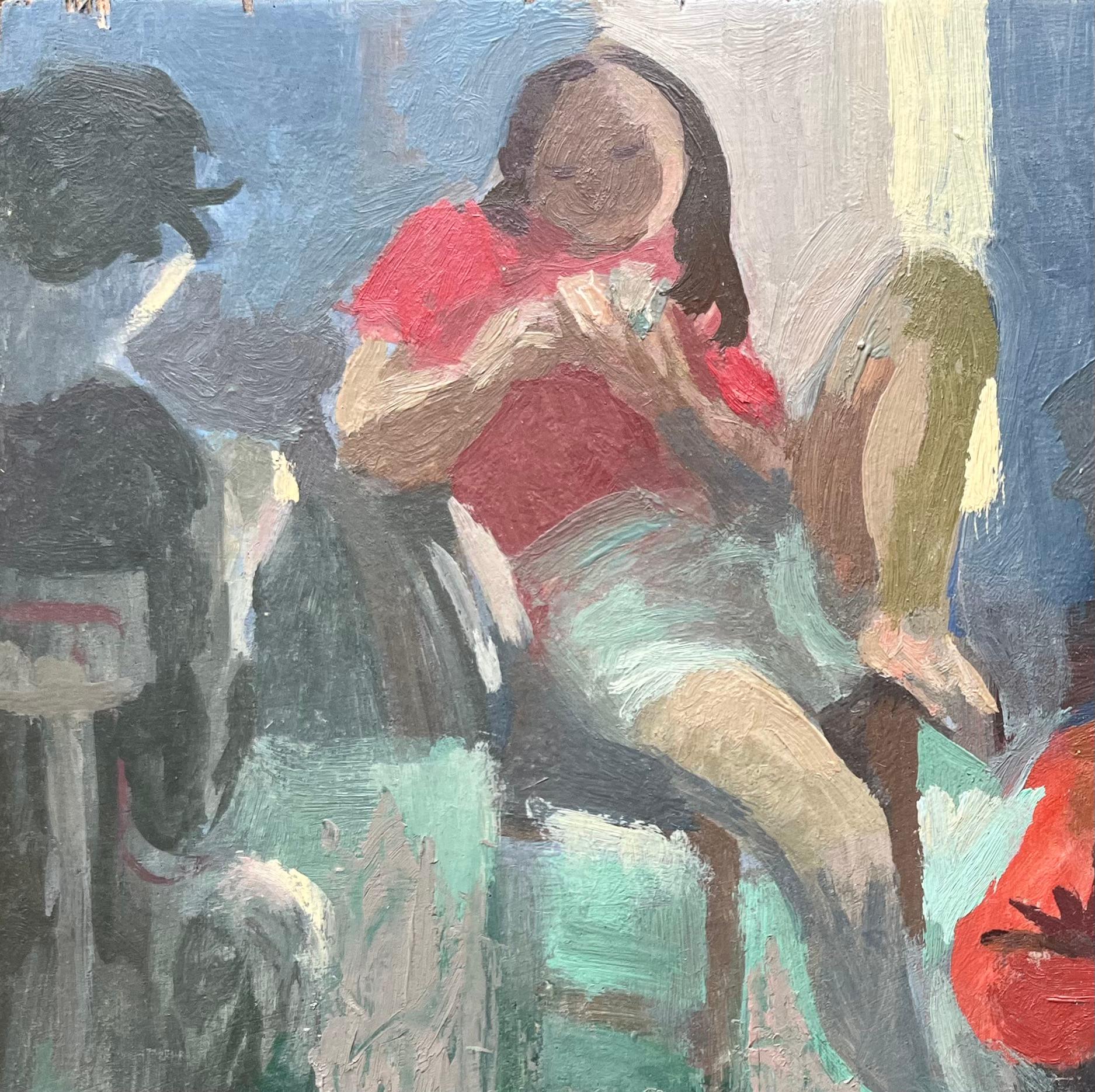 Óleo francés modernista Grupo de mujeres en un interior - Painting Moderno de Bernadette Kelly