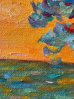 Provençal Coastal Scene, Oil on Canvas, Signed, 21st Century, 20x20 cm