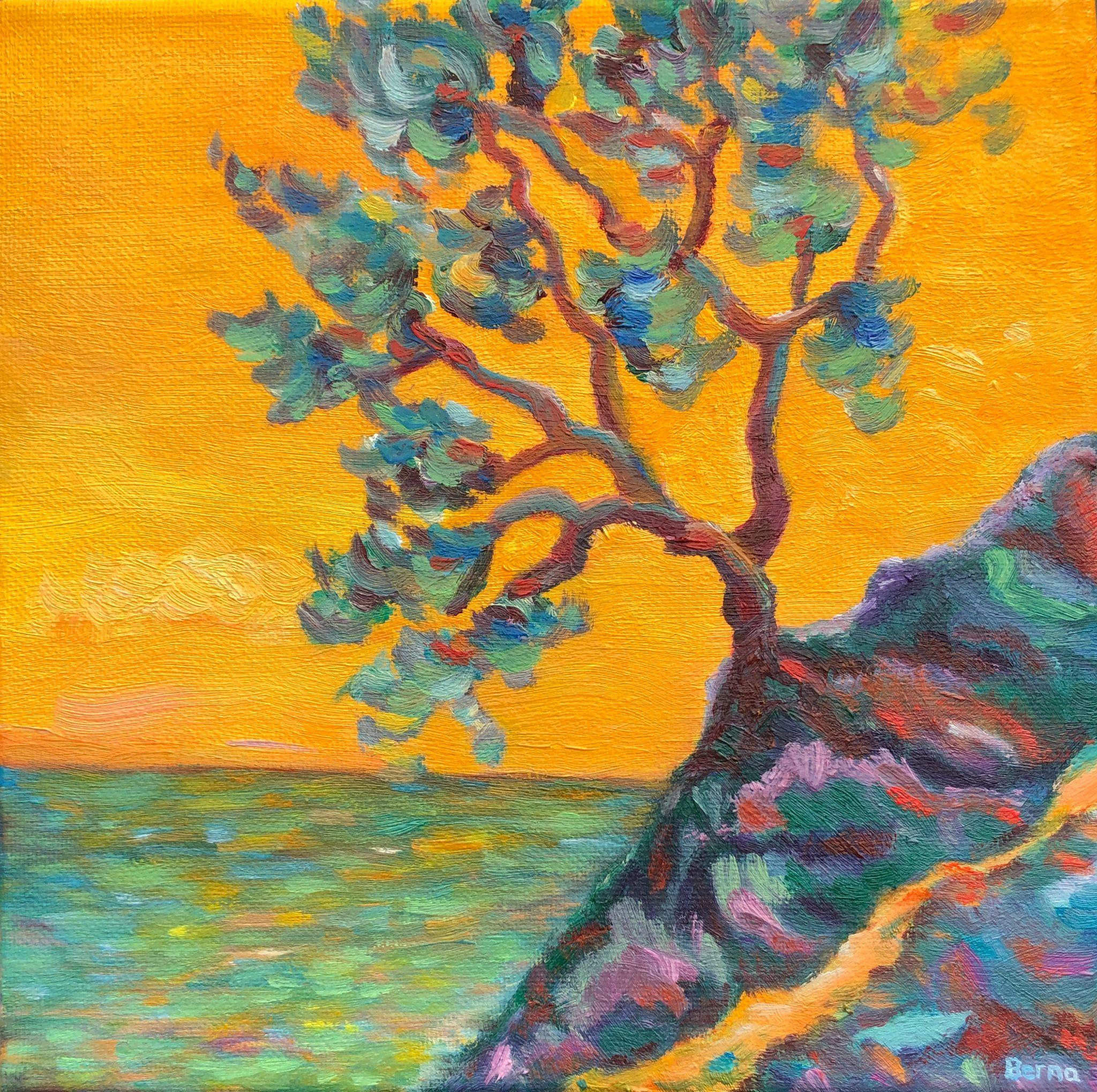 Bernadette van Baarsen  Landscape Painting - A Provençal Coastal Scene. Scenario 2..