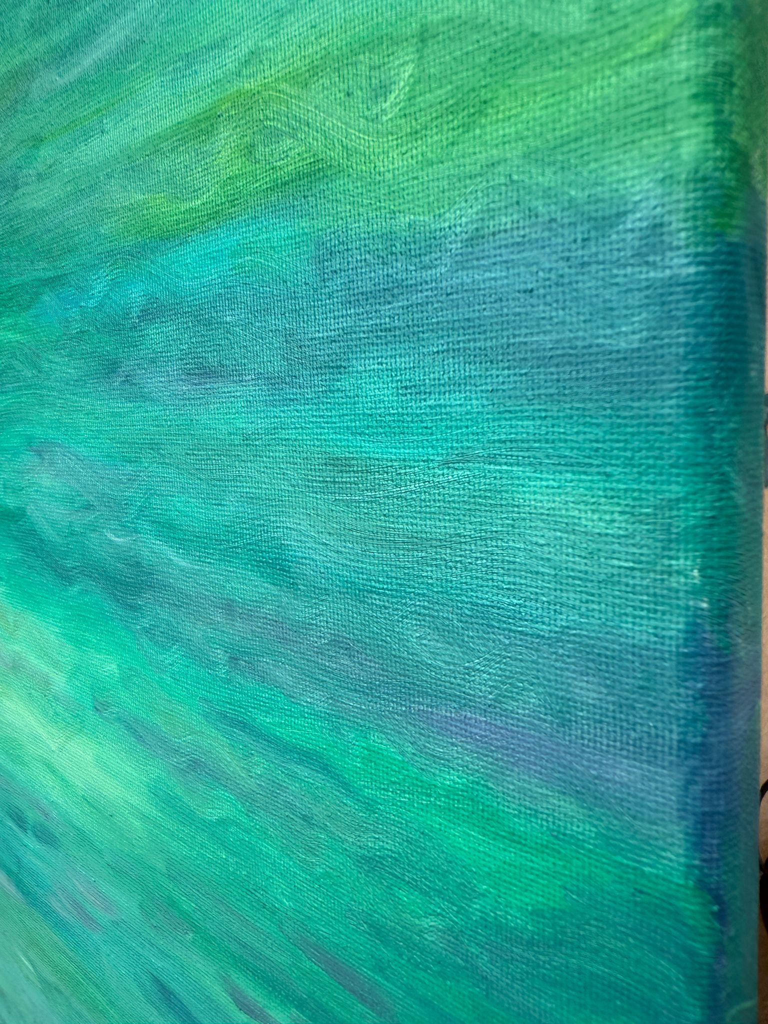 Scena di spiaggia blu e gialla in olio su lino. Ballon de Plage n.1 in vendita 1