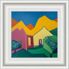 Contemporary Abstract Geometric Colour Field Oil on Canvas Board ' Intermezzo 5' (en anglais)