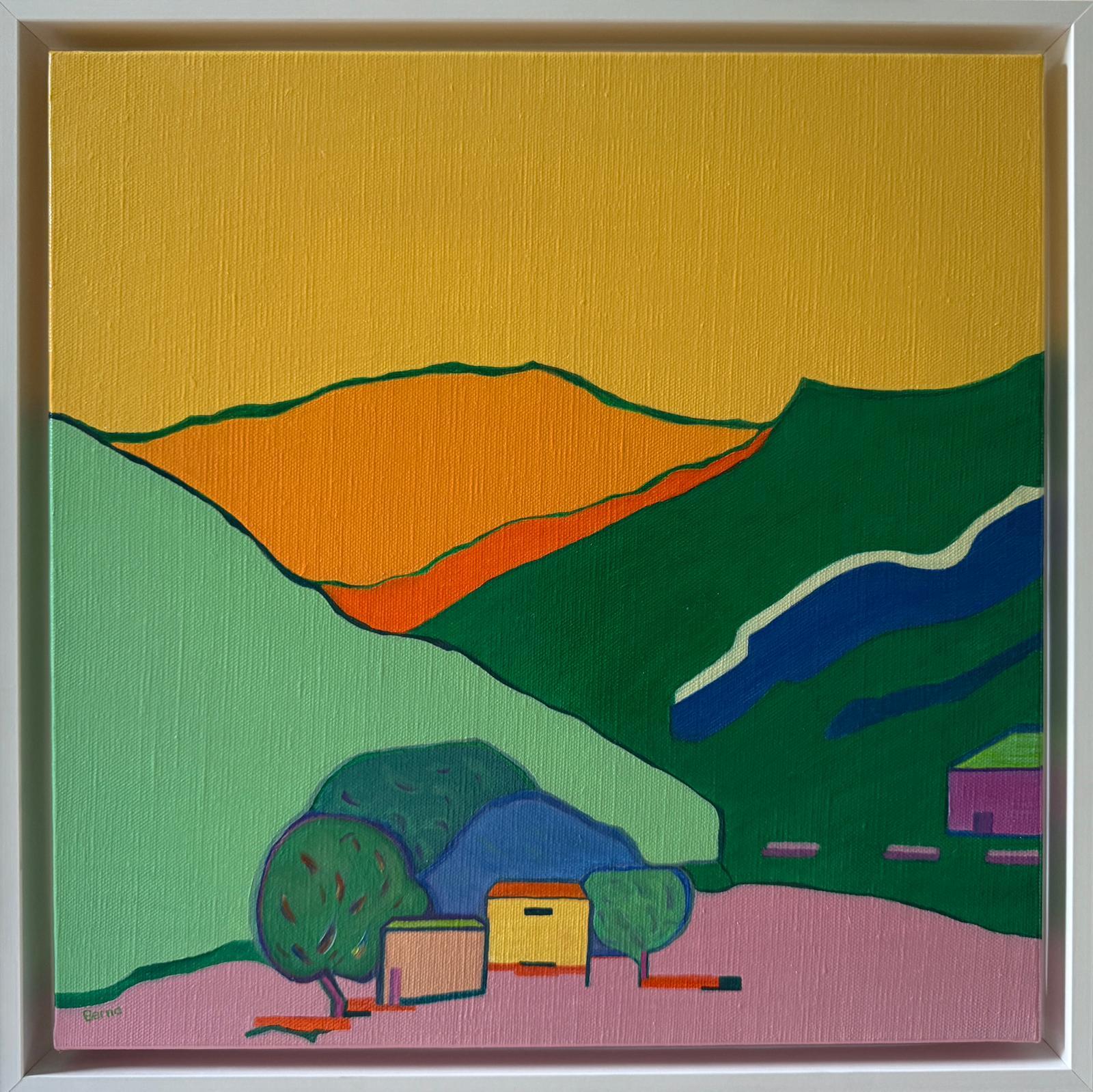 Abstract Painting Bernadette van Baarsen  - Huile sur toile contemporaine, 'Intermezzo 7', abstraite, géométrique et colorée