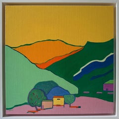 Huile sur toile contemporaine, 'Intermezzo 7', abstraite, géométrique et colorée