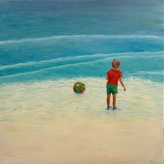 Zeitgenössische Farbfeld-Strandszene. Strandball Nr. 2.