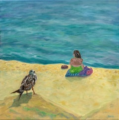 Zeitgenössische Farbfeld-Strandszene. Sonnenbrille.