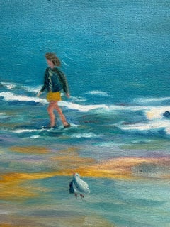 Zeitgenössische Farbfeld-Strandszene. Les Quatre Mouettes.