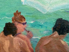 Scena contemporanea sulla spiaggia in stile "color field". Sotto un ombrellone n. 1.