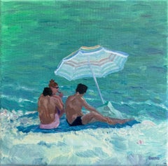 Contemporary Colorfield Beach Scene. Sous un Parasol No. 1.
