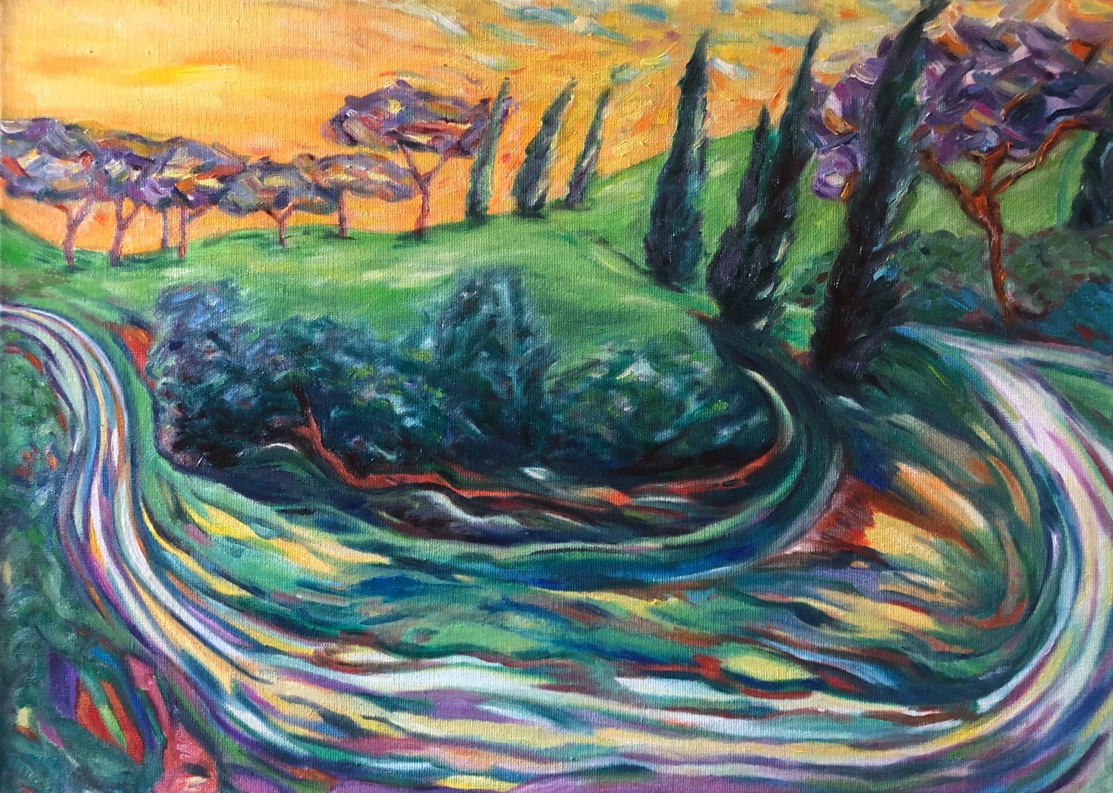 Zeitgenössische provenzalische Landschaft. Chemin de la Chapelle