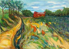 Zeitgenössische provenzalische Landschaft. Pastell auf Leinwand. „Vague, (Pastell A)“.